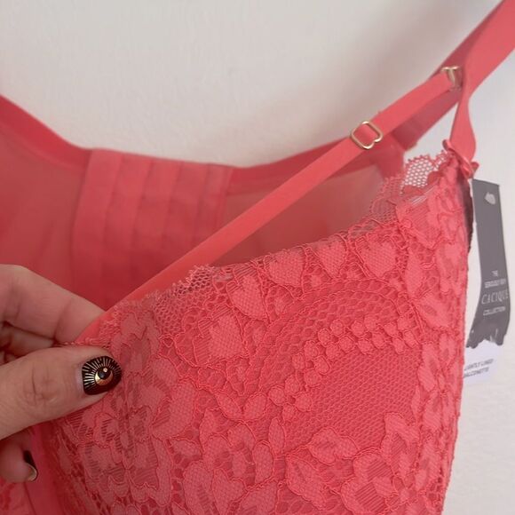 NWT Cacique Lightly Lined Balconette Salmon Pink Lace Underwire Bra 44DD - Picture 3 of 8